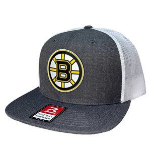 Boston Bruins 3D Flat Bill Wool Blend Hat- Heather Charcoal/ White